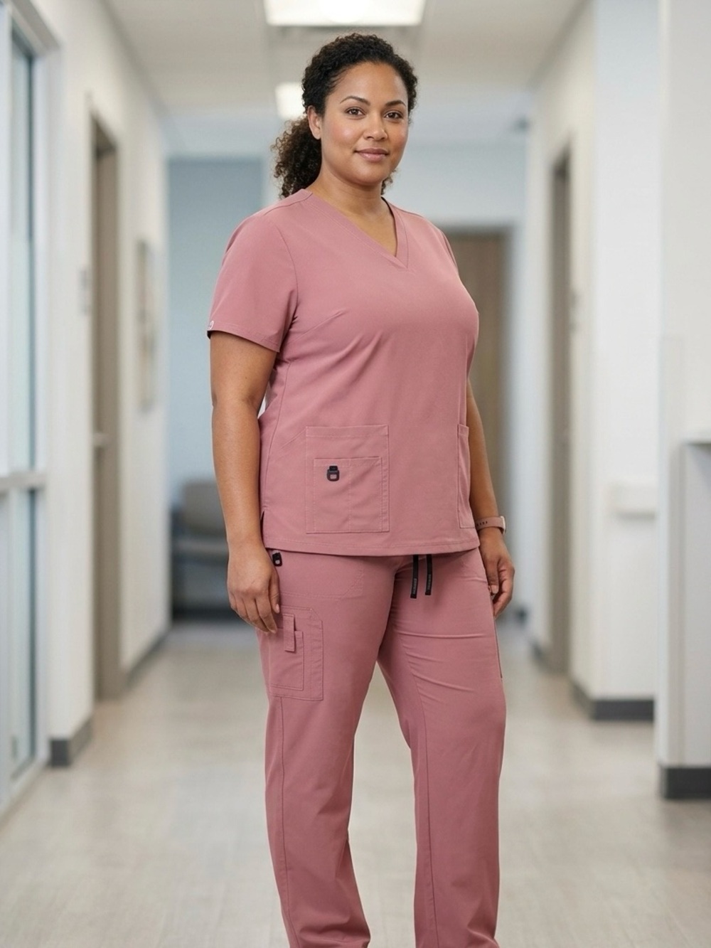Carhartt Women's V-Neck Scrub Set in Dusty Rose